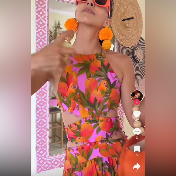 Farm Rio Pink 3d Flower Cut Out Midi Dress - Picture 10 of 12